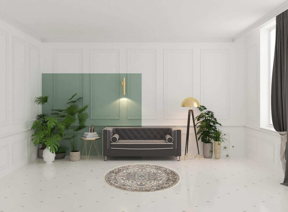 5' X 5' Ivory And Grey Round Oriental Non Skid Area Rug - Homeroots - Flyclothing LLC