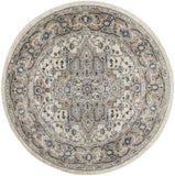5' X 5' Ivory And Grey Round Oriental Non Skid Area Rug - Homeroots - Flyclothing LLC