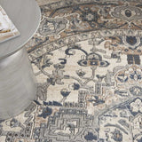 8' Ivory And Grey Round Oriental Power Loom Non Skid Area Rug - Homeroots - Flyclothing LLC