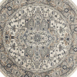 8' Ivory And Grey Round Oriental Power Loom Non Skid Area Rug - Homeroots - Flyclothing LLC