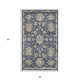 3' X 5' Blue And Beige Oriental Power Loom Non Skid Area Rug - Homeroots - Flyclothing LLC