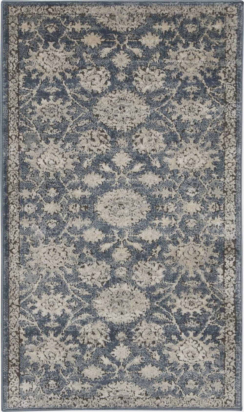 2' X 4' Blue And Beige Oriental Non Skid Area Rug - Homeroots - Flyclothing LLC