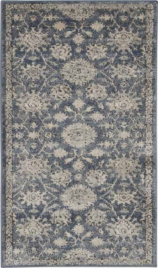 2' X 4' Blue And Beige Oriental Non Skid Area Rug - Homeroots - Flyclothing LLC