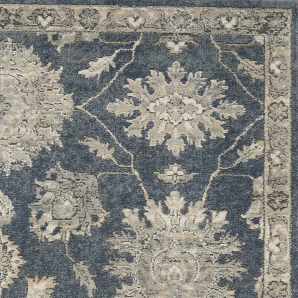 4' X 6' Blue and Beige Oriental Power Loom Non Skid Area Rug - Homeroots - Flyclothing LLC