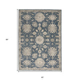 4' X 6' Blue and Beige Oriental Power Loom Non Skid Area Rug - Homeroots - Flyclothing LLC