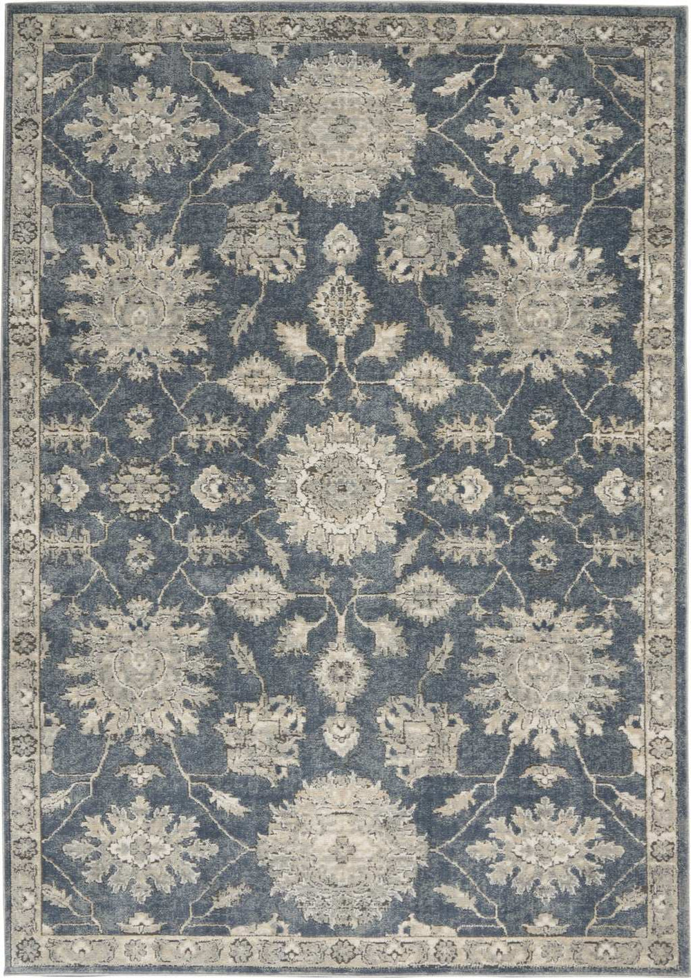 4' X 6' Blue and Beige Oriental Power Loom Non Skid Area Rug - Homeroots - Flyclothing LLC