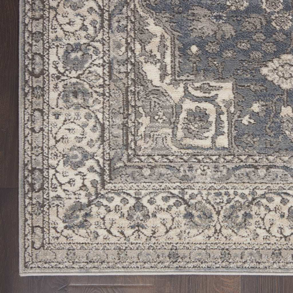 3' X 5' Grey And Ivory Oriental Power Loom Non Skid Area Rug - Homeroots - Flyclothing LLC