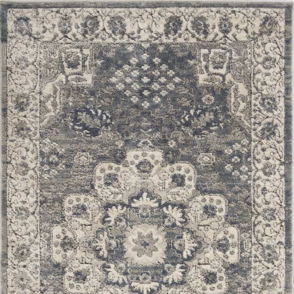 3' X 5' Grey And Ivory Oriental Power Loom Non Skid Area Rug - Homeroots - Flyclothing LLC