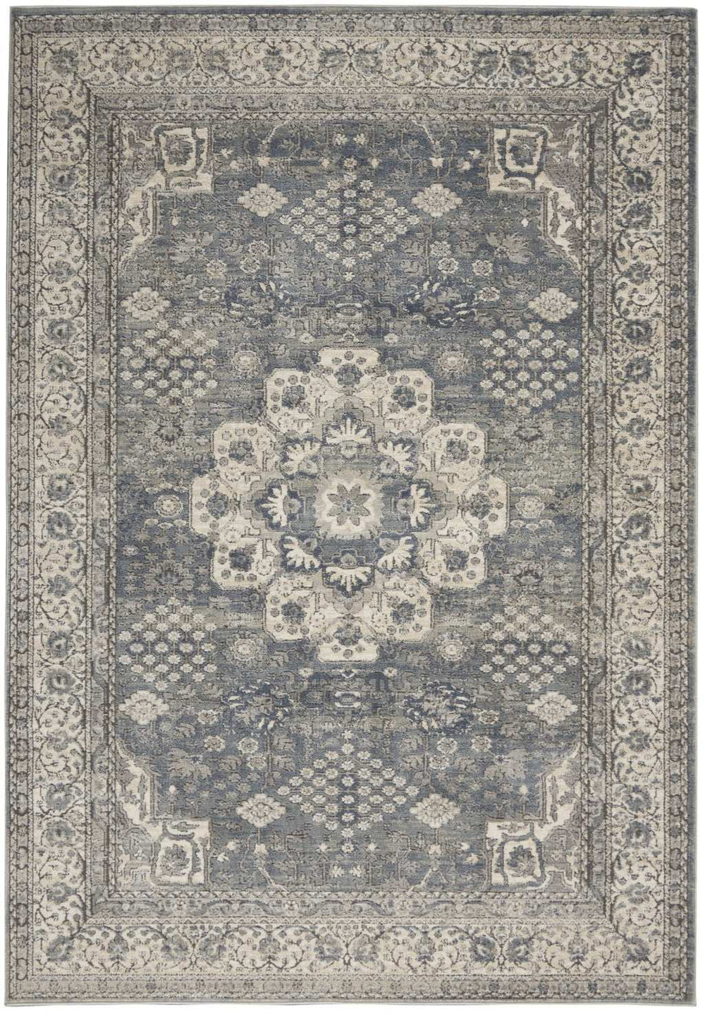 4' X 6' Grey And Ivory Oriental Power Loom Non Skid Area Rug - Homeroots - Flyclothing LLC