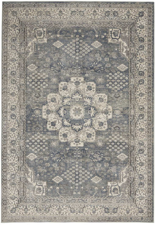 4' X 6' Grey And Ivory Oriental Power Loom Non Skid Area Rug - Homeroots - Flyclothing LLC