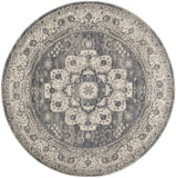 4' Grey And Ivory Round Oriental Power Loom Non Skid Area Rug - Homeroots - Flyclothing LLC