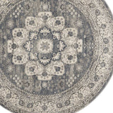 5' Grey And Ivory Round Oriental Power Loom Non Skid Area Rug - Homeroots - Flyclothing LLC