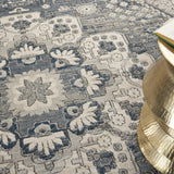 8' Grey And Ivory Round Oriental Power Loom Non Skid Area Rug - Homeroots - Flyclothing LLC