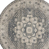 8' Grey And Ivory Round Oriental Power Loom Non Skid Area Rug - Homeroots - Flyclothing LLC