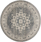 8' Grey And Ivory Round Oriental Power Loom Non Skid Area Rug - Homeroots - Flyclothing LLC