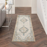 2' X 8' Grey And Light Blue Oriental Power Loom Non Skid Runner Rug - Homeroots - Flyclothing LLC