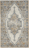 3' X 5' Grey And Light Blue Oriental Power Loom Non Skid Area Rug - Homeroots - Flyclothing LLC