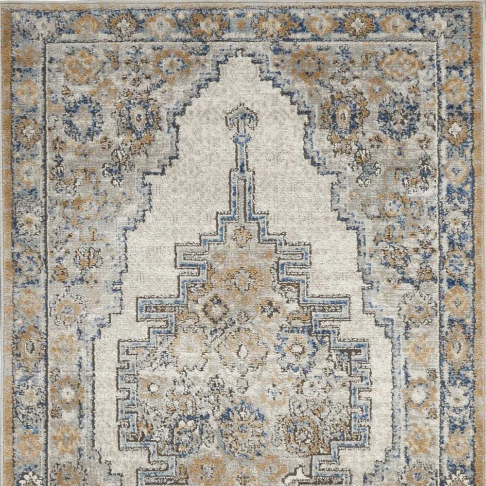 3' X 5' Grey And Light Blue Oriental Power Loom Non Skid Area Rug - Homeroots - Flyclothing LLC
