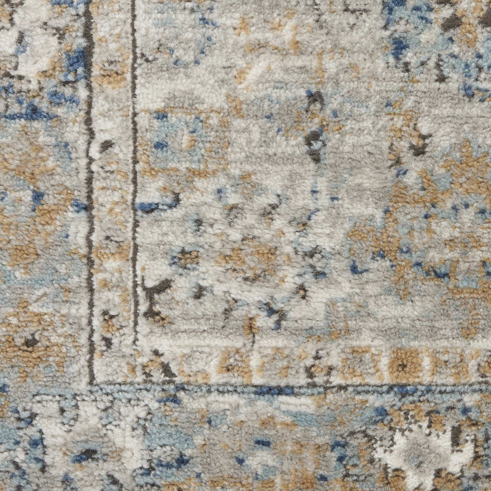 3' X 5' Grey And Light Blue Oriental Power Loom Non Skid Area Rug - Homeroots - Flyclothing LLC