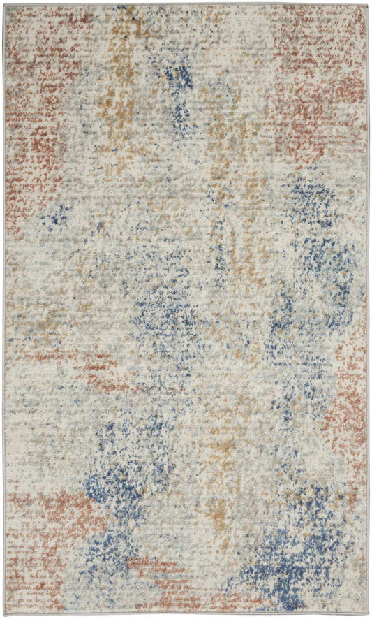 3' X 5' Ivory Abstract Power Loom Distressed Non Skid Area Rug - Homeroots - Flyclothing LLC