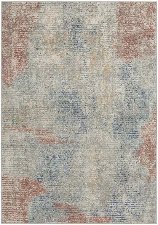 5' X 7' Ivory Abstract Power Loom Distressed Non Skid Area Rug - Homeroots - Flyclothing LLC
