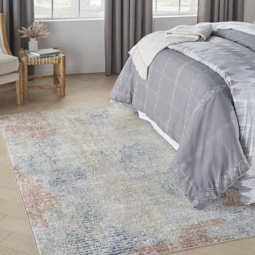 5' X 7' Ivory Abstract Power Loom Distressed Non Skid Area Rug - Homeroots - Flyclothing LLC