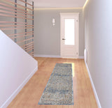 2' X 8' Ivory And Blue Oriental Power Loom Non Skid Runner Rug - Homeroots - Flyclothing LLC