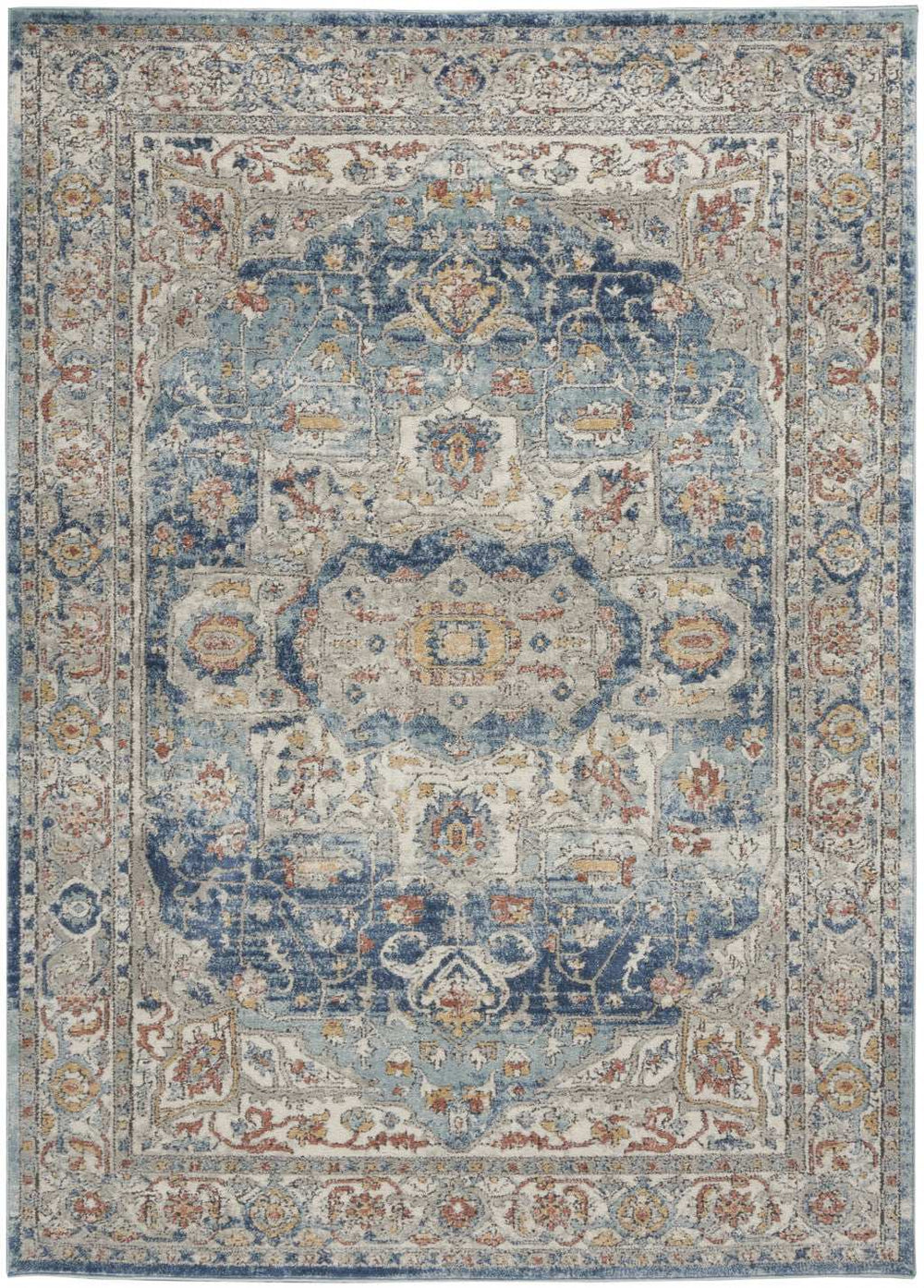 4' X 6' Ivory And Blue Oriental Power Loom Non Skid Area Rug - Homeroots - Flyclothing LLC