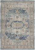 5' X 7' Ivory And Blue Oriental Power Loom Non Skid Area Rug - Homeroots - Flyclothing LLC