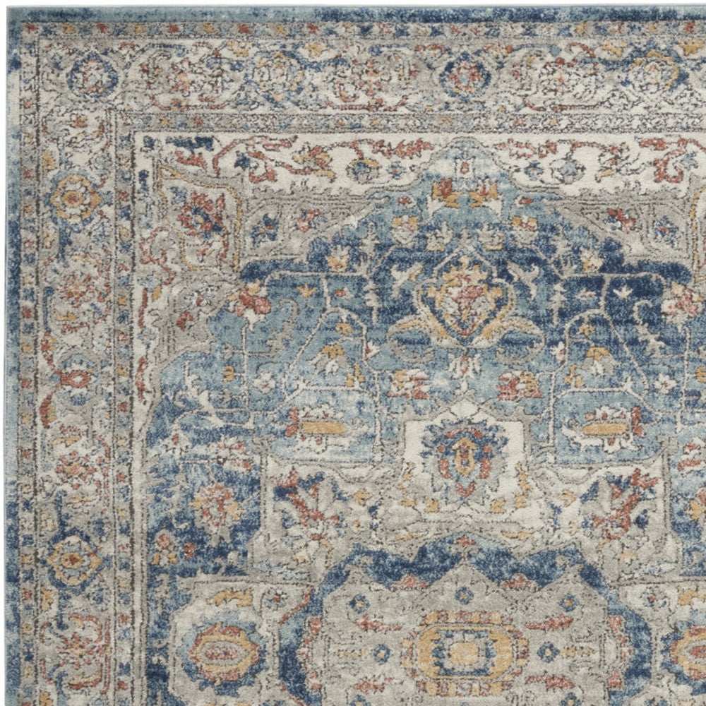 5' X 7' Ivory And Blue Oriental Power Loom Non Skid Area Rug - Homeroots - Flyclothing LLC