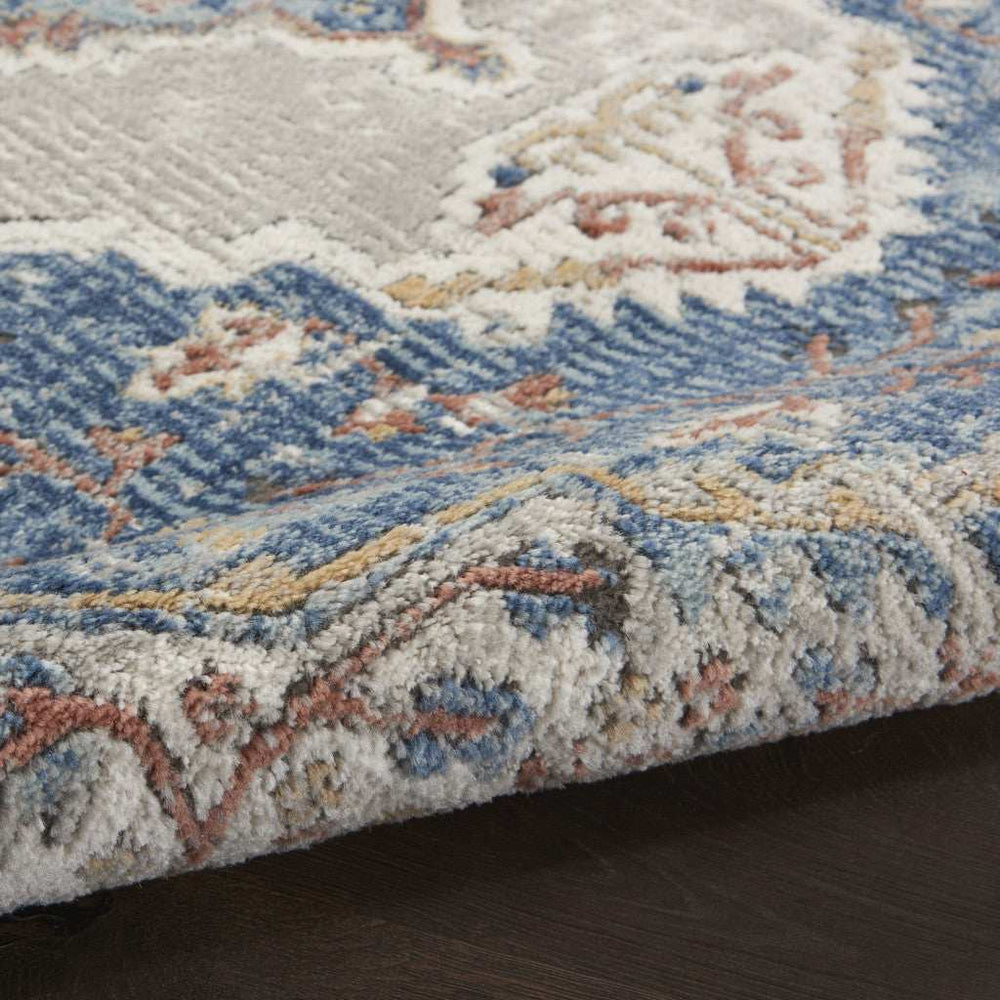 2' X 4' Blue And Grey Oriental Power Loom Non Skid Area Rug - Homeroots - Flyclothing LLC
