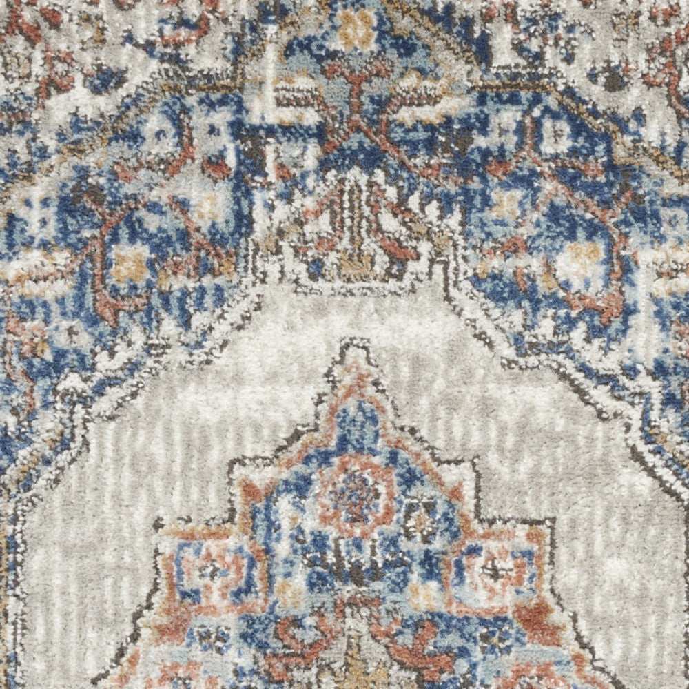 2' X 4' Blue And Grey Oriental Power Loom Non Skid Area Rug - Homeroots - Flyclothing LLC
