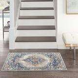 2' X 4' Blue And Grey Oriental Power Loom Non Skid Area Rug - Homeroots - Flyclothing LLC