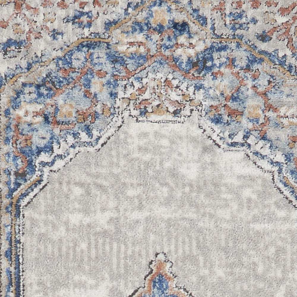 2' X 8' Blue And Grey Oriental Power Loom Non Skid Runner Rug - Homeroots - Flyclothing LLC