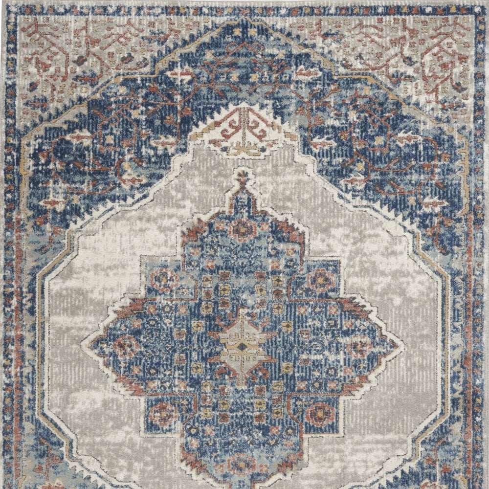 4' X 6' Blue And Grey Oriental Power Loom Non Skid Area Rug - Homeroots - Flyclothing LLC
