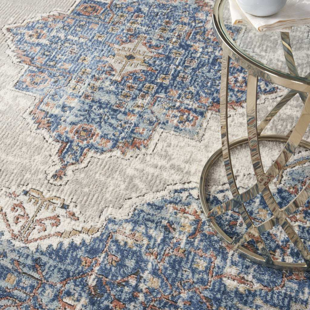 4' X 6' Blue And Grey Oriental Power Loom Non Skid Area Rug - Homeroots - Flyclothing LLC