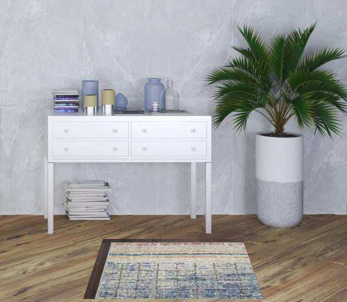 2' X 4' Blue Abstract Power Loom Distressed Non Skid Area Rug - Homeroots - Flyclothing LLC