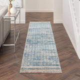 2' X 8' Blue Abstract Power Loom Distressed Non Skid Runner Rug - Homeroots - Flyclothing LLC