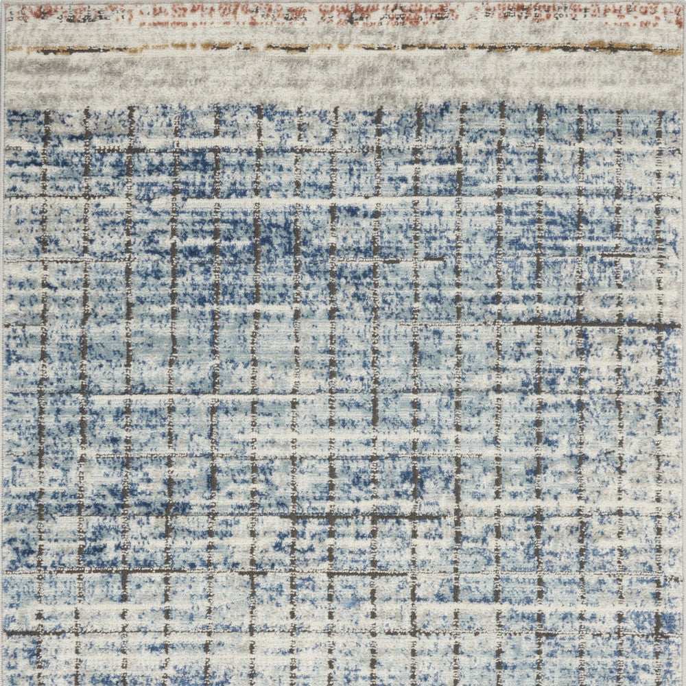 3' X 5' Blue Abstract Power Loom Distressed Non Skid Area Rug - Homeroots - Flyclothing LLC