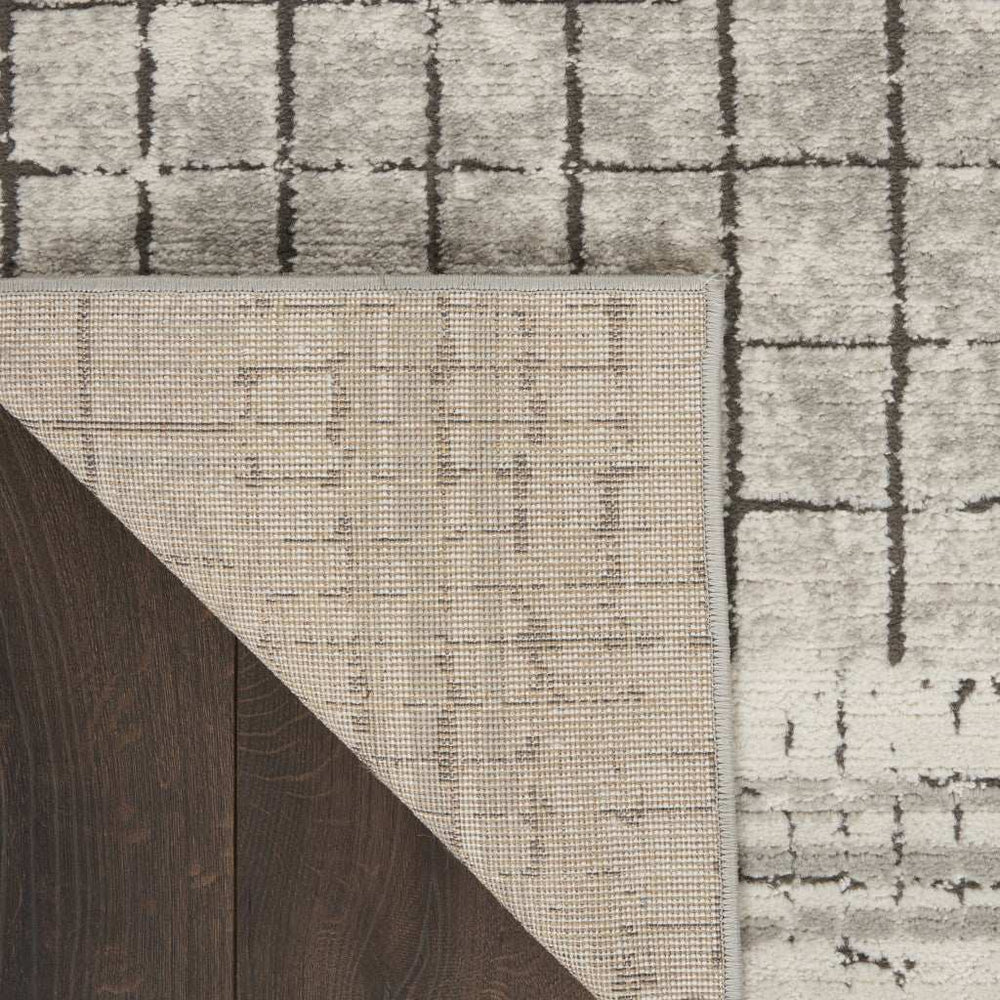 2' X 4' Ivory And Grey Abstract Power Loom Distressed Non Skid Area Rug - Homeroots - Flyclothing LLC