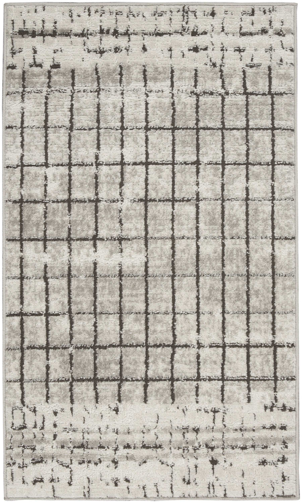 2' X 4' Ivory And Grey Abstract Power Loom Distressed Non Skid Area Rug - Homeroots - Flyclothing LLC