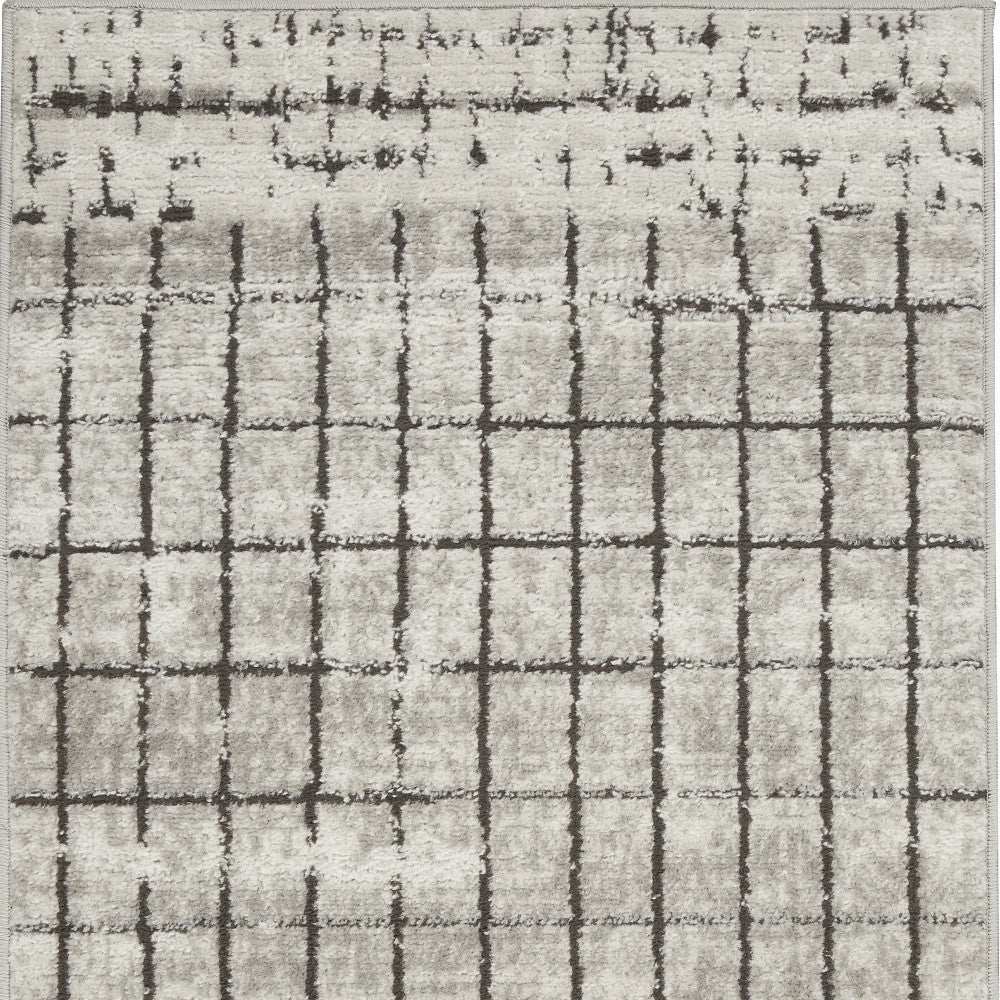 2' X 4' Ivory And Grey Abstract Power Loom Distressed Non Skid Area Rug - Homeroots - Flyclothing LLC