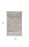 3' X 5' Ivory And Grey Abstract Power Loom Distressed Non Skid Area Rug - Homeroots - Flyclothing LLC