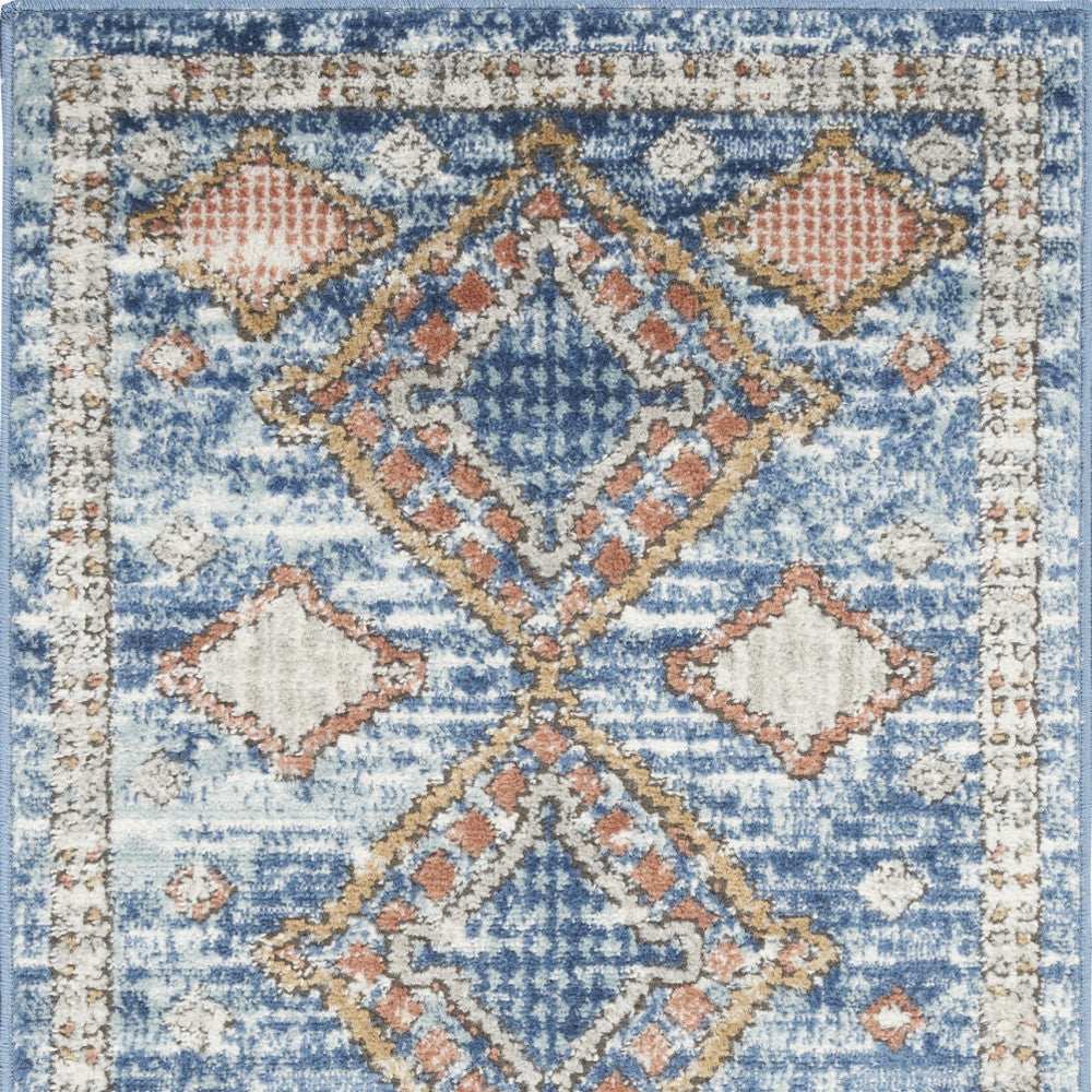 2' X 4' Blue Southwestern Power Loom Non Skid Area Rug - Homeroots - Flyclothing LLC