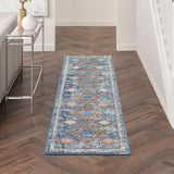 2' X 8' Blue Southwestern Power Loom Non Skid Runner Rug - Homeroots - Flyclothing LLC
