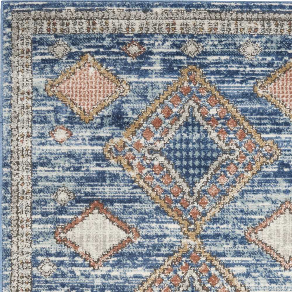 3' X 5' Blue Southwestern Power Loom Non Skid Area Rug - Homeroots - Flyclothing LLC