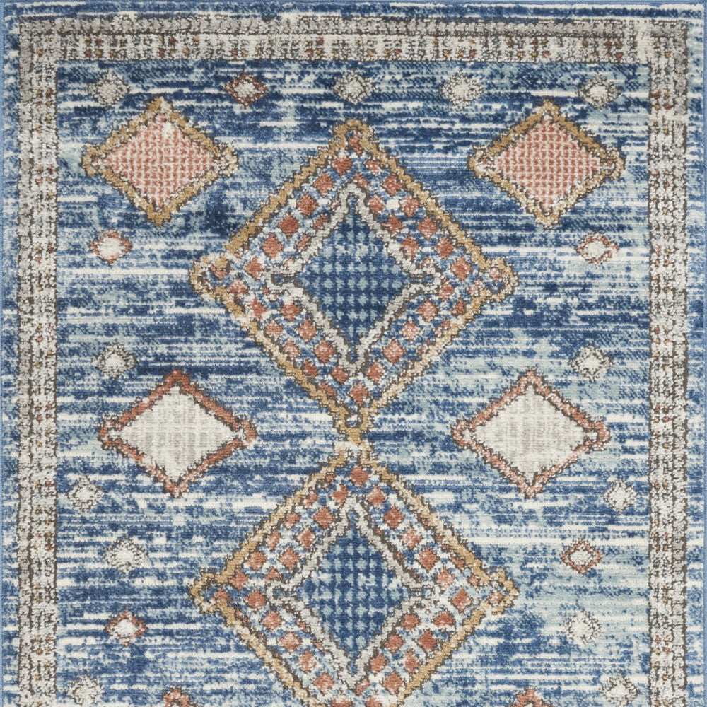 3' X 5' Blue Southwestern Power Loom Non Skid Area Rug - Homeroots - Flyclothing LLC