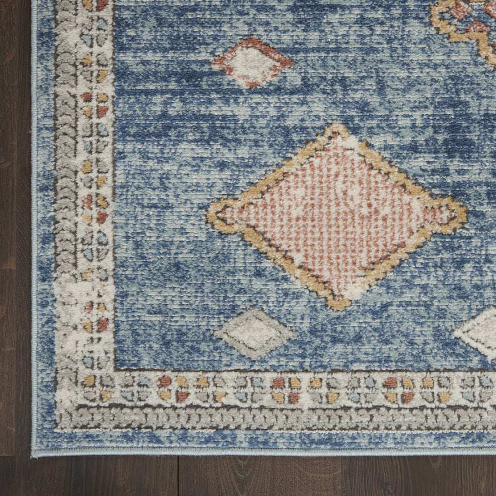 4' X 6' Blue Southwestern Power Loom Non Skid Area Rug - Homeroots - Flyclothing LLC