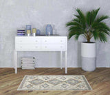 3' X 5' Ivory Grey And Blue Southwestern Power Loom Non Skid Area Rug - Homeroots - Flyclothing LLC