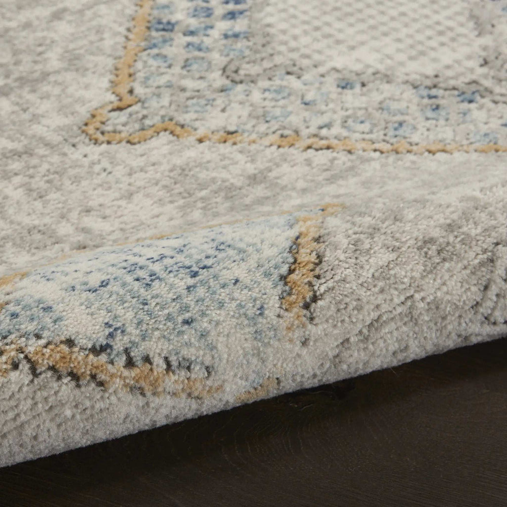 4' X 6' Ivory Grey And Blue Southwestern Power Loom Non Skid Area Rug - Homeroots - Flyclothing LLC